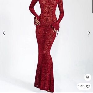 Miss Circle Red Leopard Print Dress